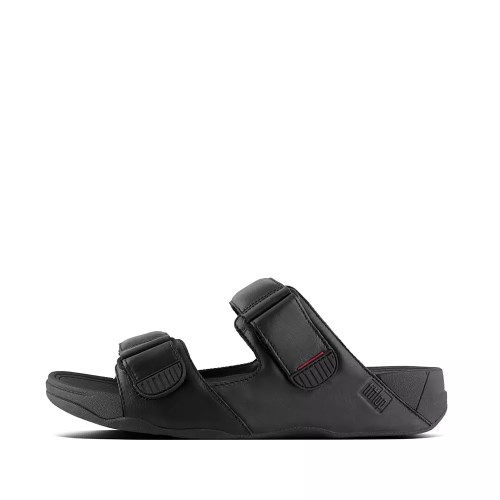 Fitflop GOGH MOC Adjustable Lær Badesandaler Herre Svarte | 486029-E