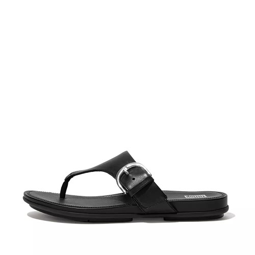 Fitflop GRACIE Spenne Lær Tå-Post Sandaler Dame Svarte | 430971-P