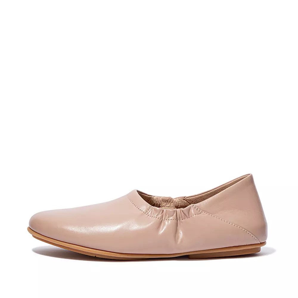 Fitflop ALLEGRO Fold-Down Back Lær Ballerinasko Dame Beige | 452061-T