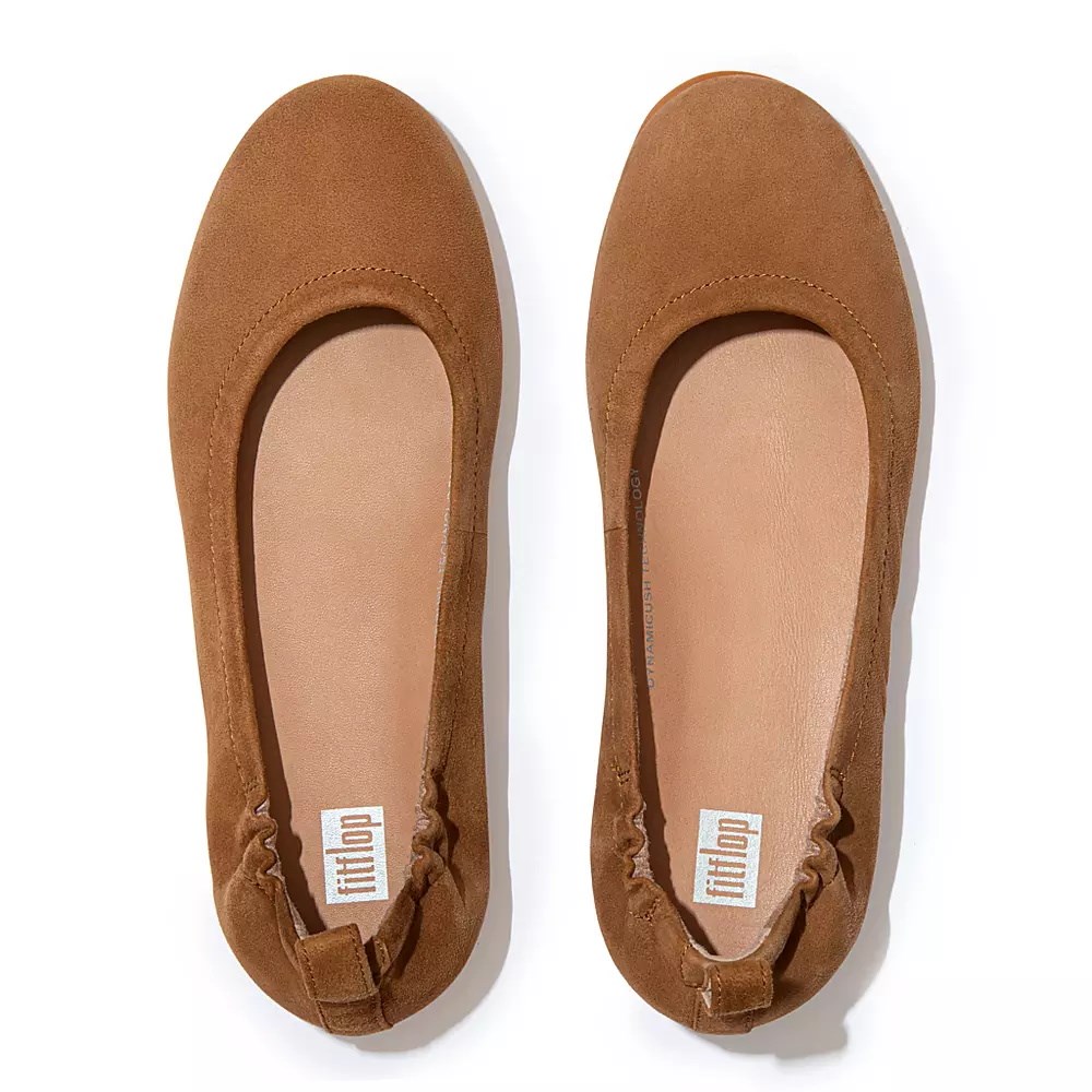 Fitflop ALLEGRO Semsket Skinn Ballerinasko Dame Lyse Brune | 925671-J