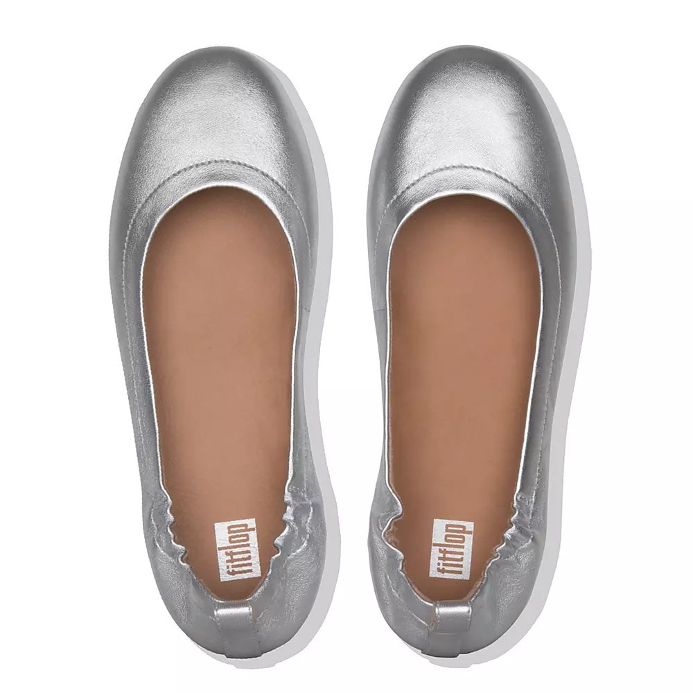 Fitflop ALLEGRO Soft Lær Ballerinasko Dame Sølv | 015743-N