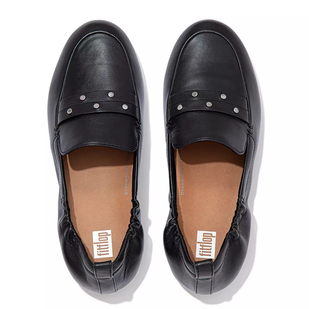 Fitflop ALLEGRO Studded Lær Loafers Dame Svarte | 436785-F