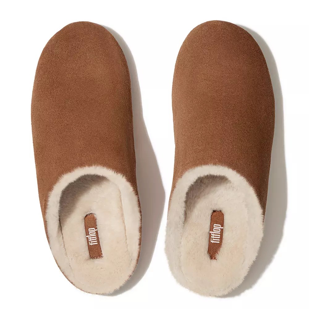 Fitflop CHRISSIE Shearling Semsket Skinn Tøfler Dame Brune | 148635-Z