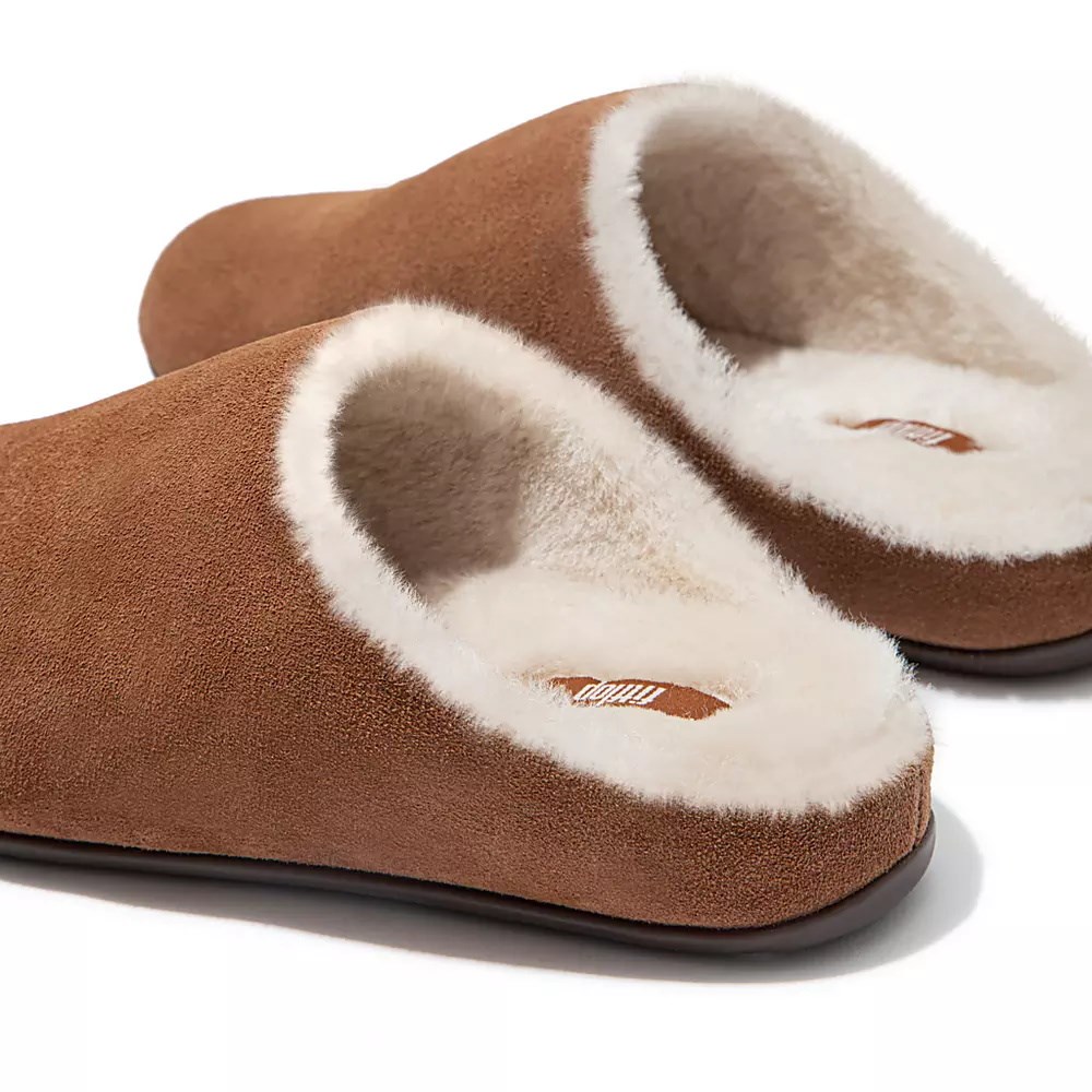 Fitflop CHRISSIE Shearling Semsket Skinn Tøfler Dame Brune | 148635-Z