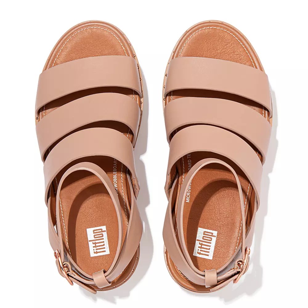 Fitflop ELOISE Espadrille Lær Kilesandaler Dame Beige | 071896-Y