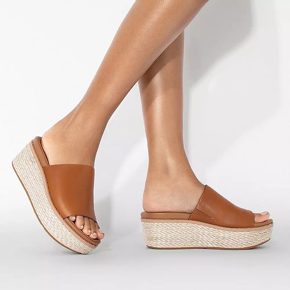 Fitflop ELOISE Espadrille Lær Wedge Badesandaler Dame Brune | 873145-H