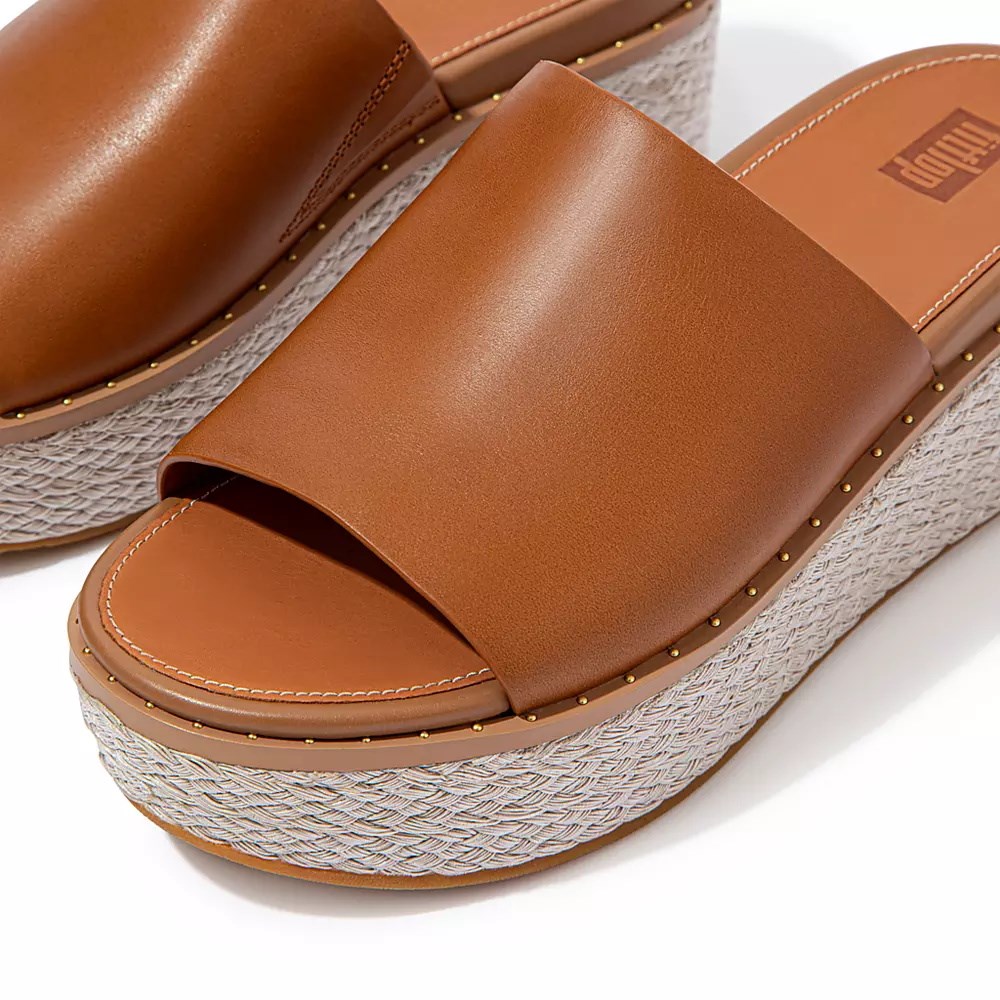 Fitflop ELOISE Espadrille Lær Wedge Badesandaler Dame Brune | 873145-H