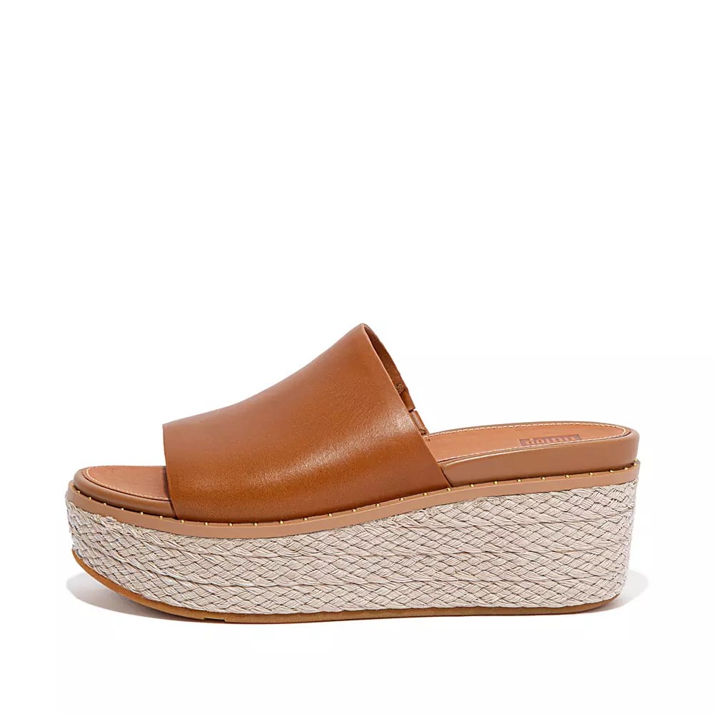 Fitflop ELOISE Espadrille Lær Wedge Badesandaler Dame Brune | 873145-H