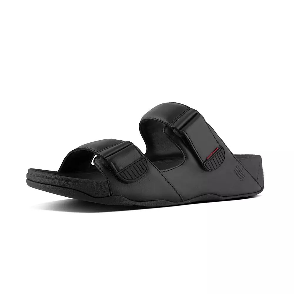 Fitflop GOGH MOC Adjustable Lær Badesandaler Herre Svarte | 486029-E