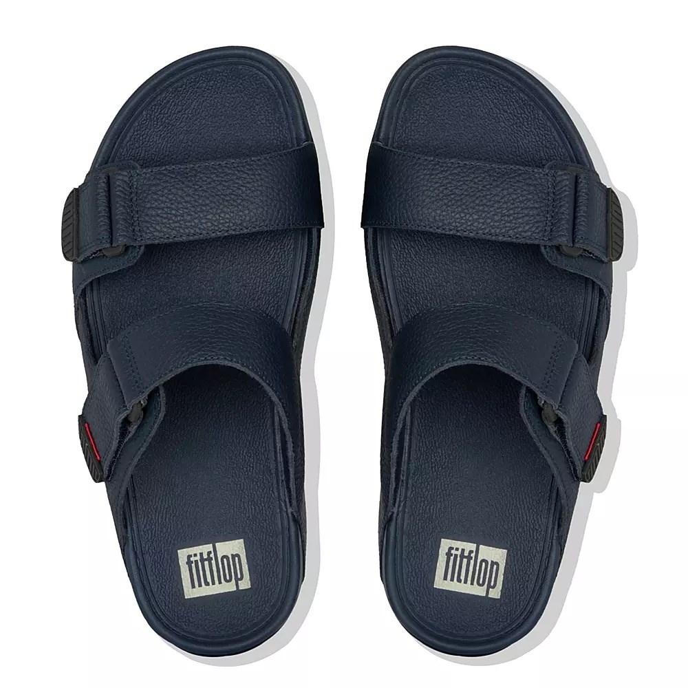 Fitflop GOGH MOC Adjustable Lær Badesandaler Herre Marineblå | 587410-V