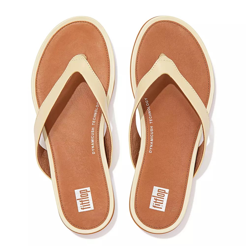 Fitflop GRACIE Lær Flip Flops Dame Beige Brune | 810657-L