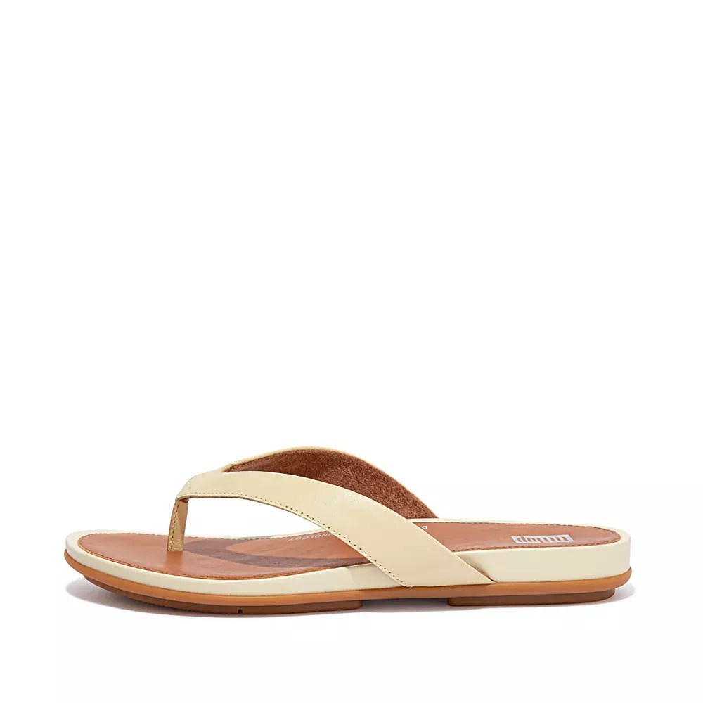 Fitflop GRACIE Lær Flip Flops Dame Beige Brune | 810657-L