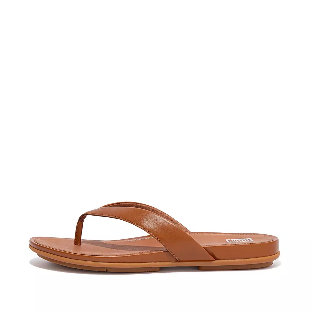 Fitflop GRACIE Lær Flip Flops Dame Brune | 801253-Q