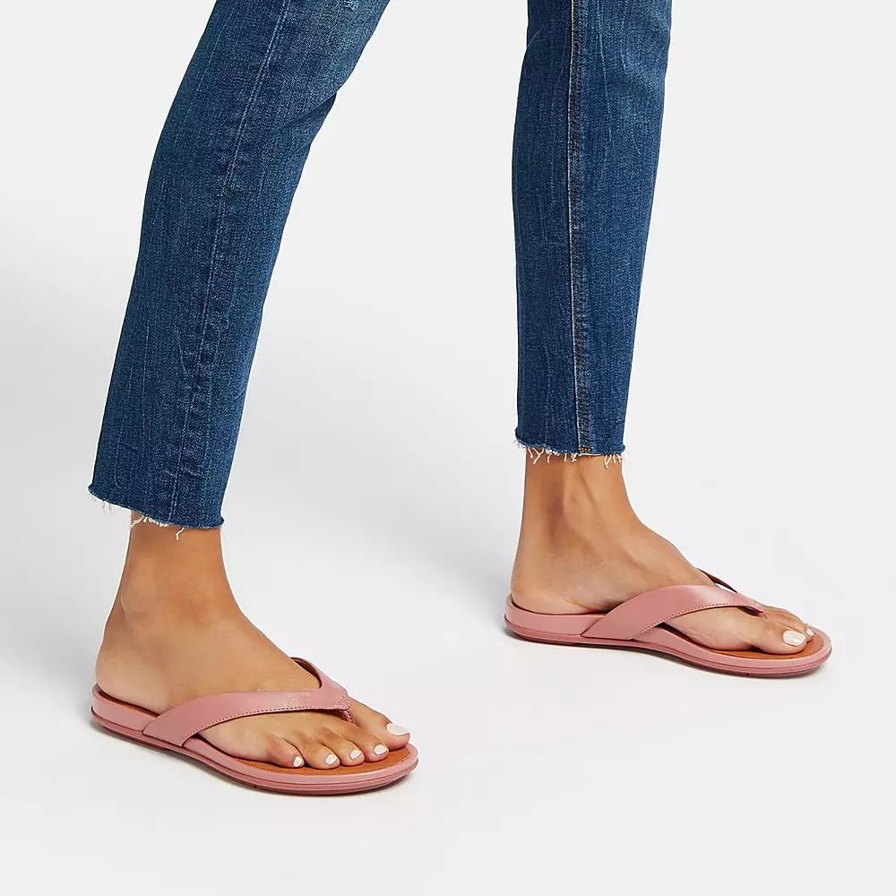 Fitflop GRACIE Lær Flip Flops Dame Rosa Brune | 513946-I