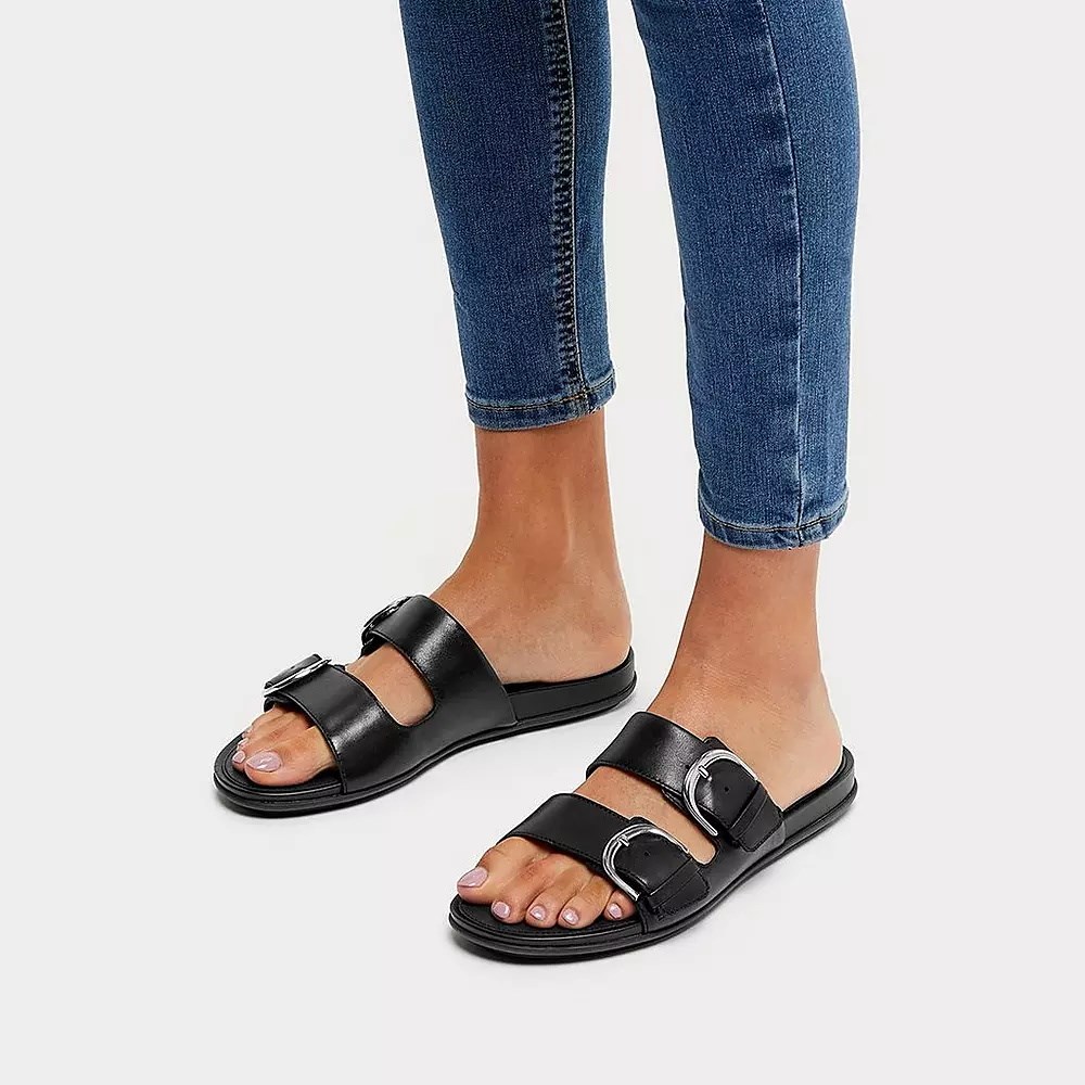 Fitflop GRACIE Spenne Lær Badesandaler Dame Svarte | 017895-R