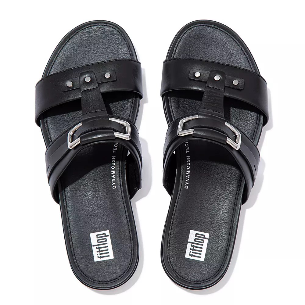 Fitflop GRACIE Stud-Spenne Lær Badesandaler Dame Svarte | 260394-E