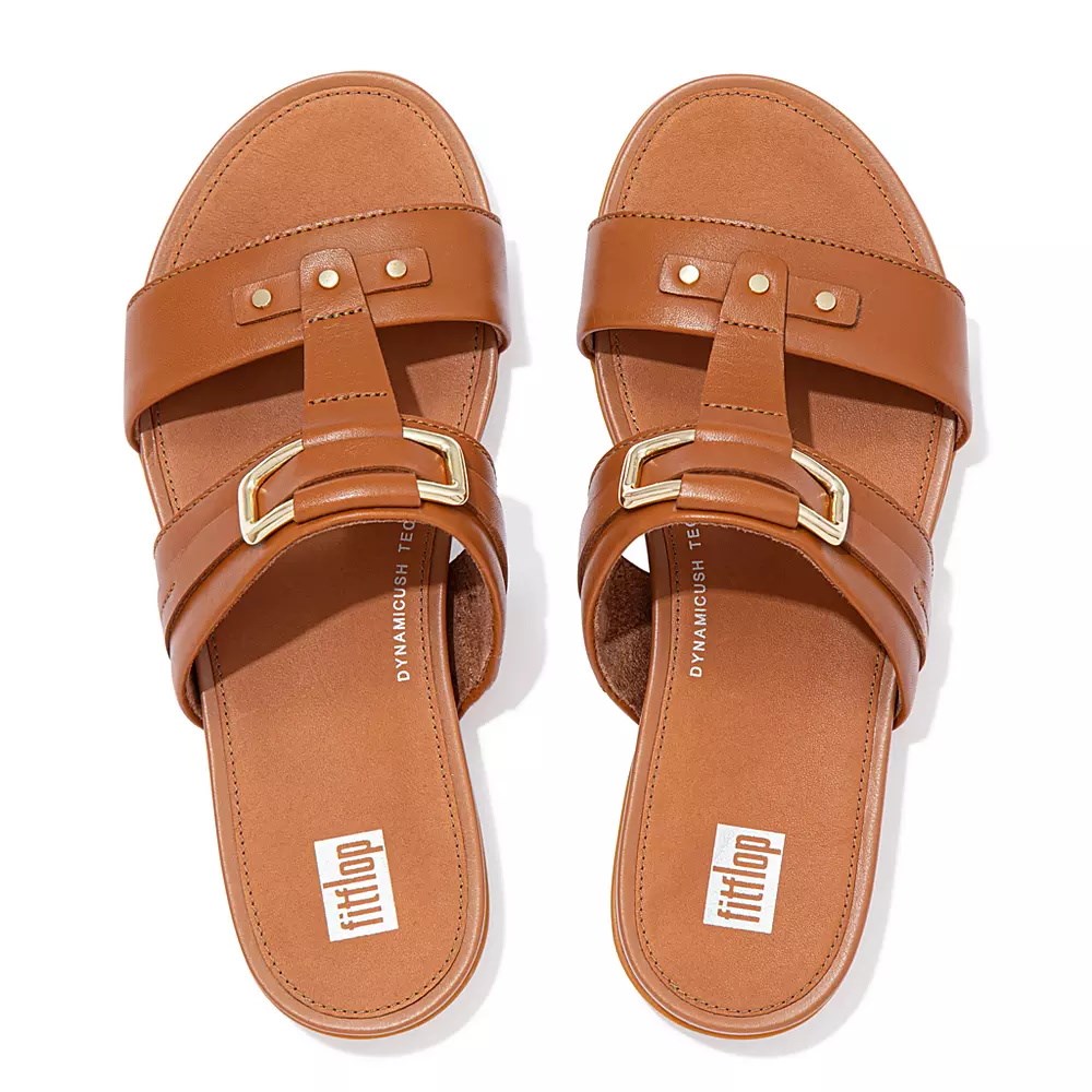 Fitflop GRACIE Stud-Spenne Lær Badesandaler Dame Lyse Brune | 913254-F