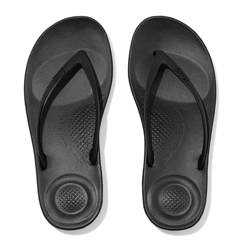 Fitflop IQUSHION Ergonomic Flip Flops Dame Svarte | 169380-O