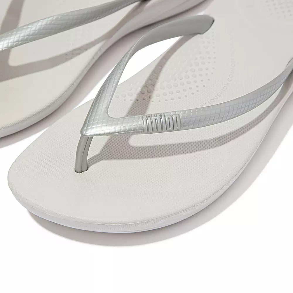 Fitflop IQUSHION Ergonomic Flip Flops Dame Sølv | 518906-J