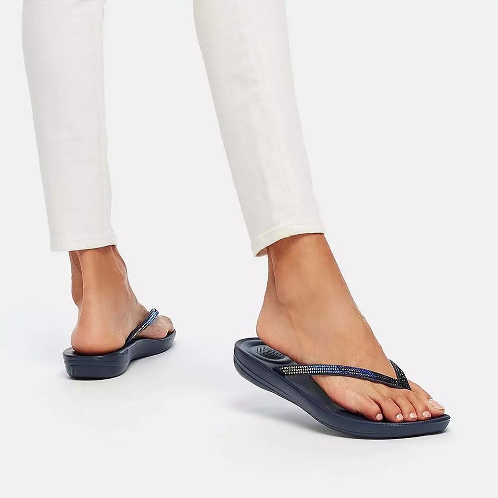 Fitflop IQUSHION Ombré Sparkle Flip Flops Dame Marineblå | 928071-C