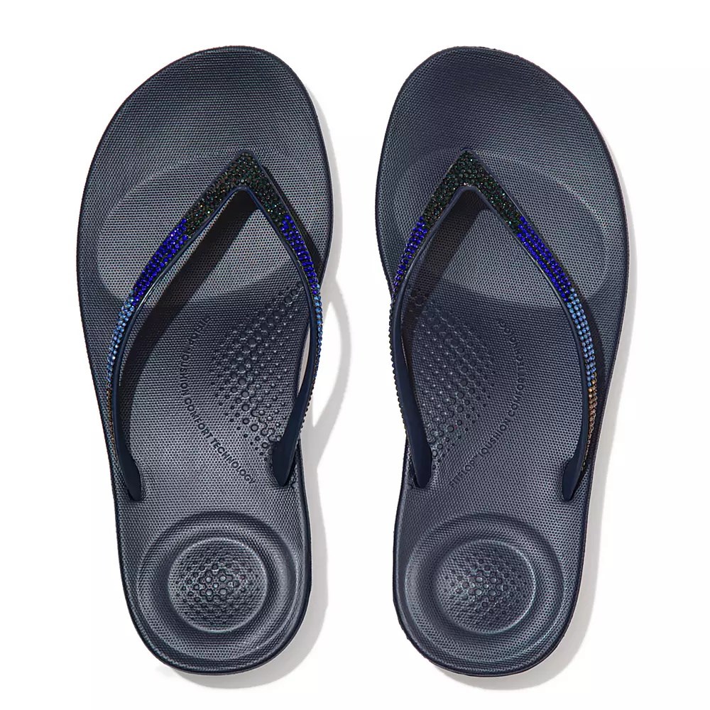 Fitflop IQUSHION Ombré Sparkle Flip Flops Dame Marineblå | 928071-C