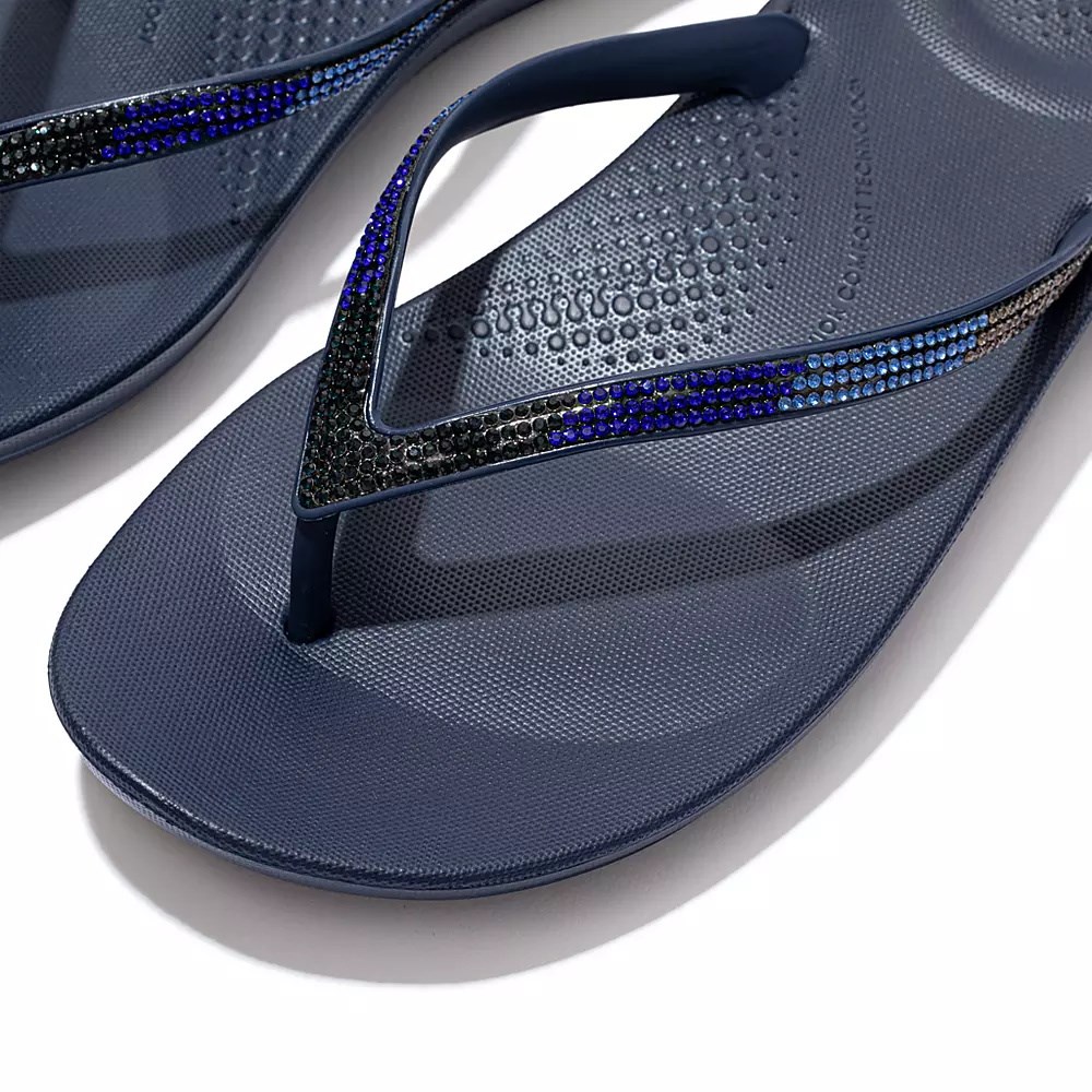 Fitflop IQUSHION Ombré Sparkle Flip Flops Dame Marineblå | 928071-C