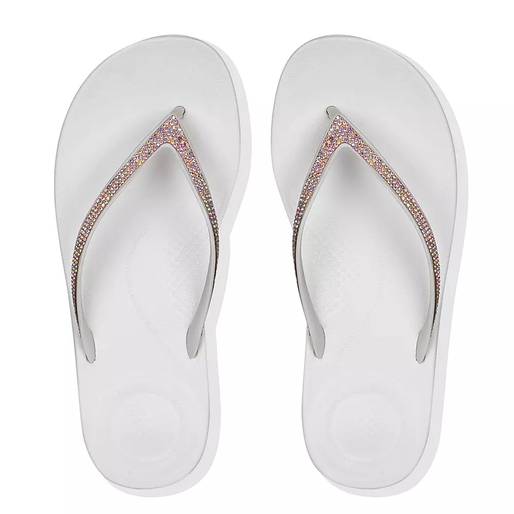 Fitflop IQUSHION Sparkle Ergonomic Flip Flops Dame Hvite | 361754-W