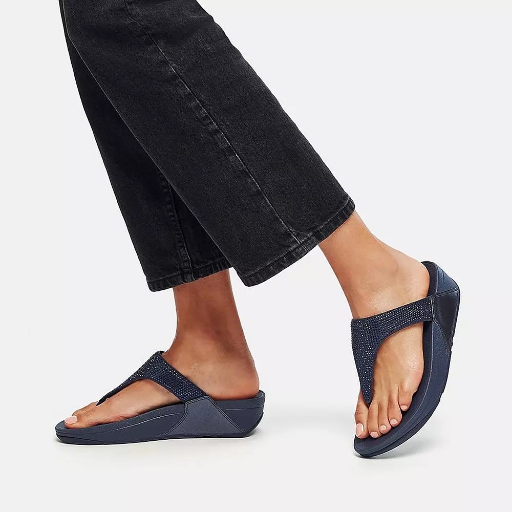 Fitflop LULU Crystal Tå-Post Sandaler Dame Marineblå | 971682-F