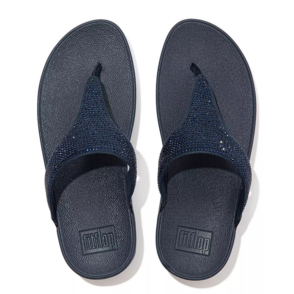 Fitflop LULU Crystal Tå-Post Sandaler Dame Marineblå | 971682-F