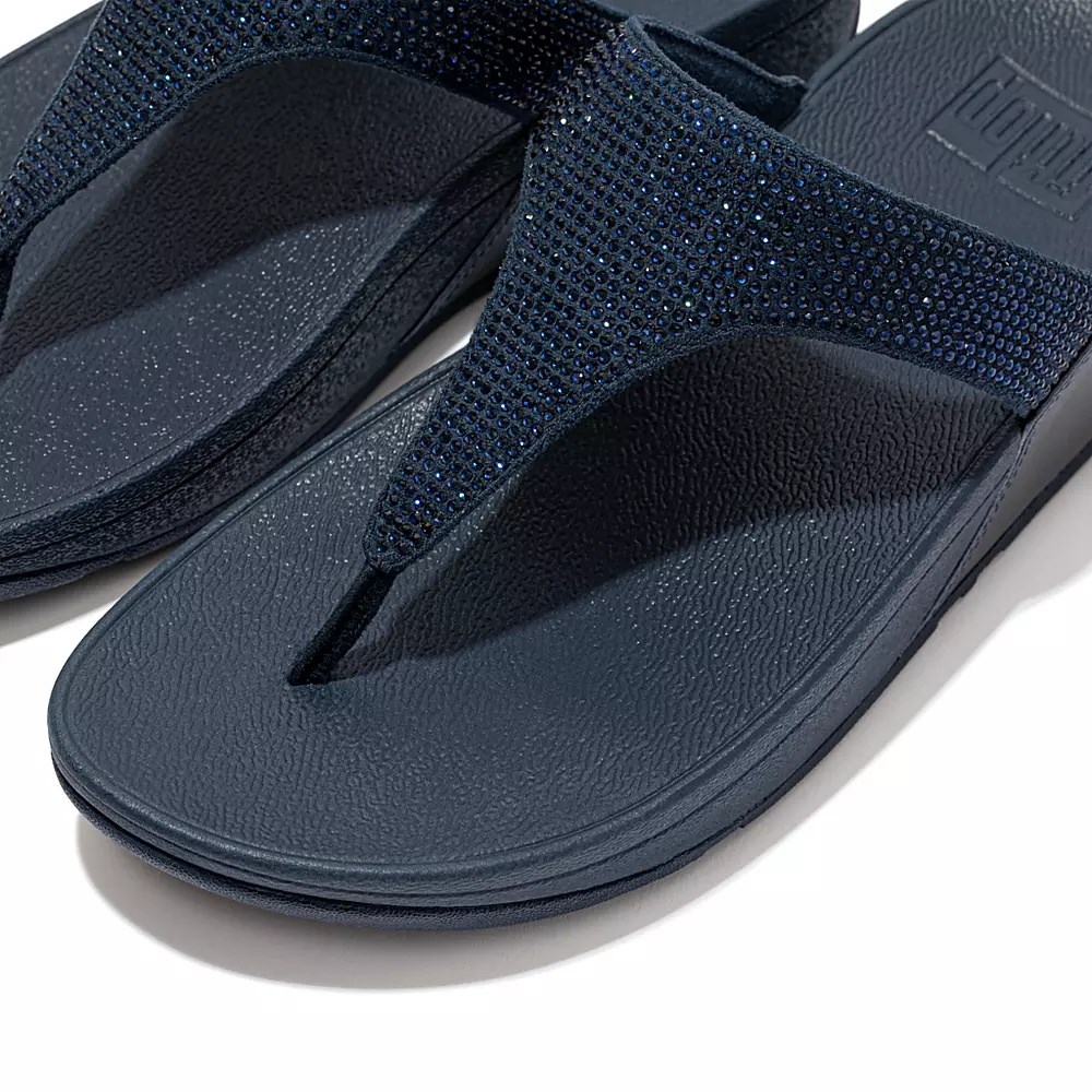 Fitflop LULU Crystal Tå-Post Sandaler Dame Marineblå | 971682-F