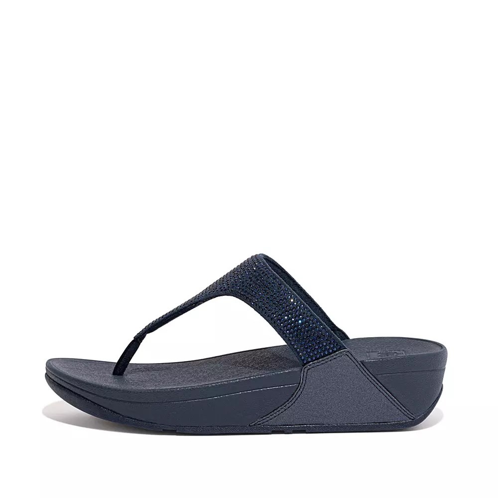 Fitflop LULU Crystal Tå-Post Sandaler Dame Marineblå | 971682-F