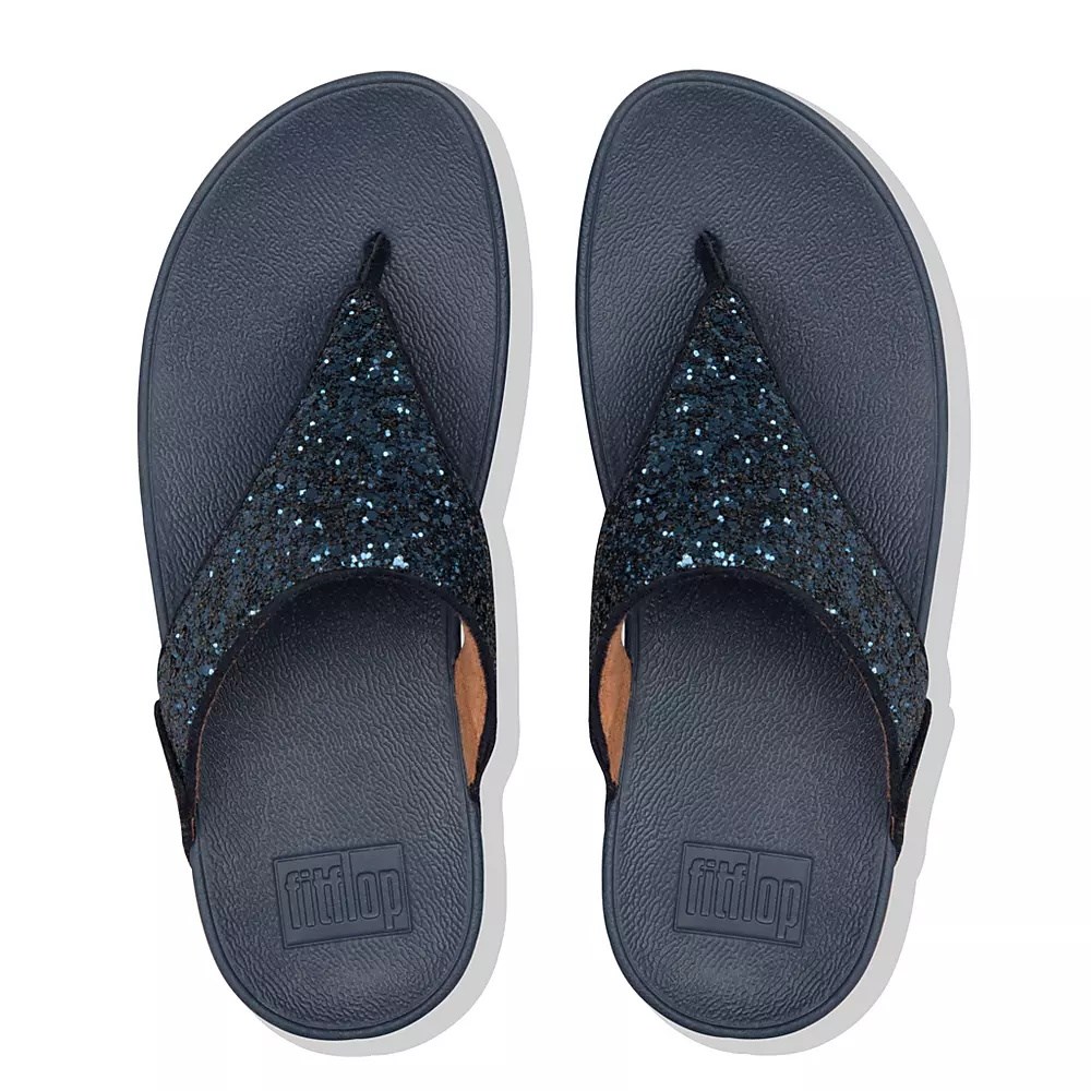 Fitflop LULU Glitter Tå-Post Sandaler Dame Marineblå | 564812-D