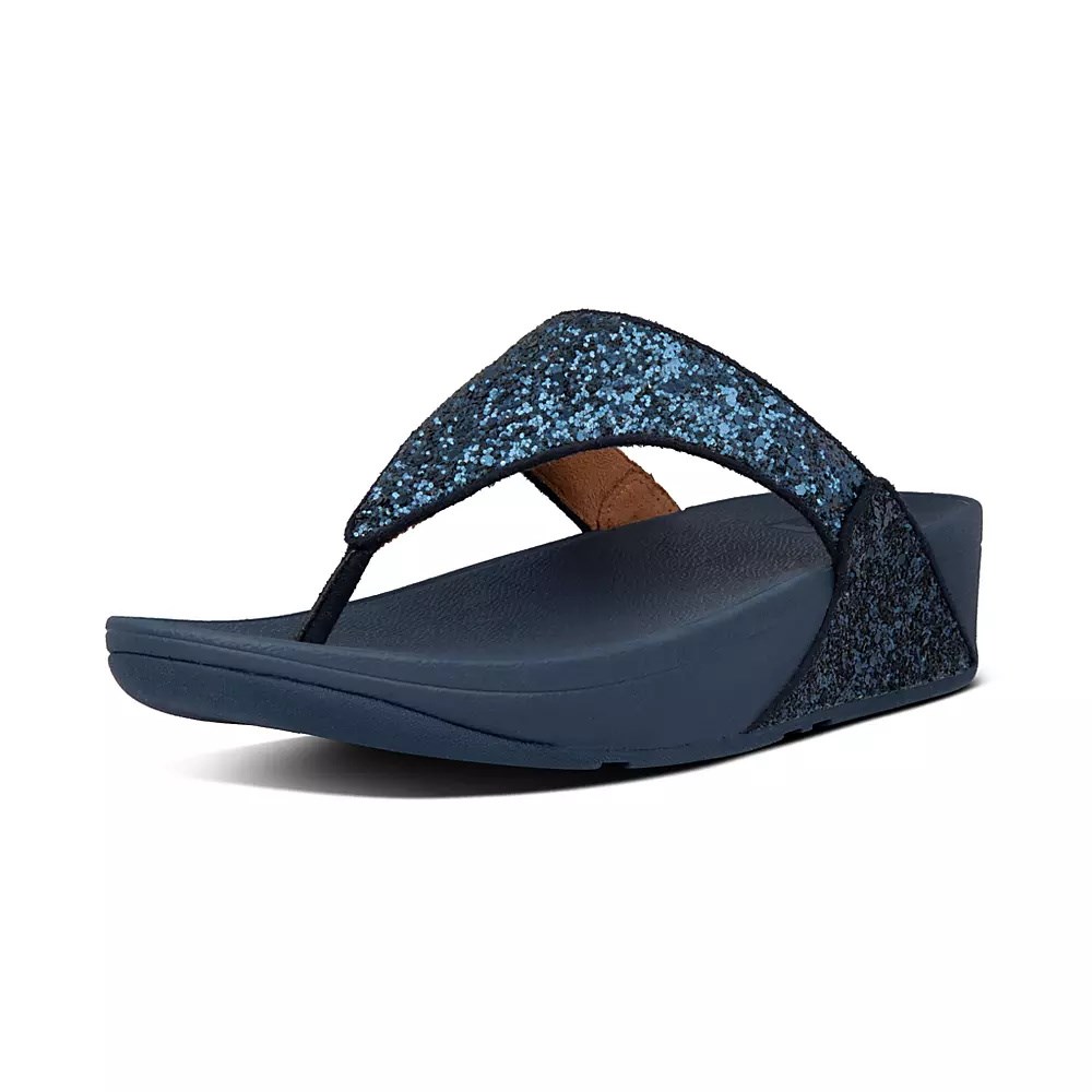 Fitflop LULU Glitter Tå-Post Sandaler Dame Marineblå | 564812-D