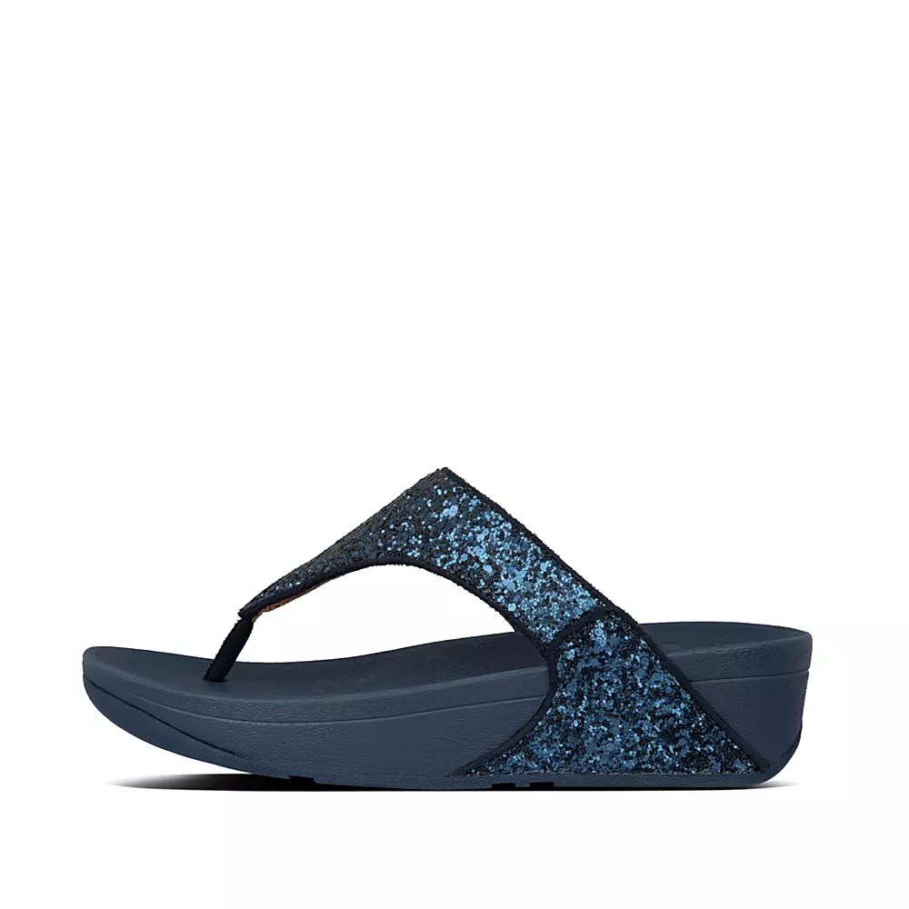 Fitflop LULU Glitter Tå-Post Sandaler Dame Marineblå | 564812-D