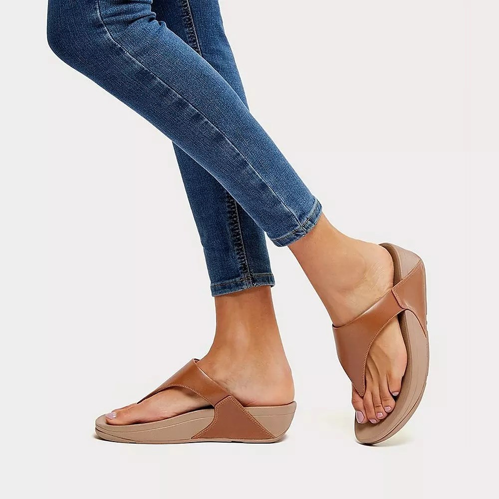 Fitflop LULU Lær Tå-Post Sandaler Dame Brune | 254793-A