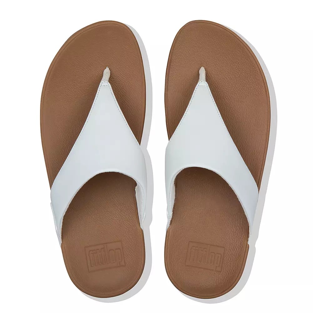 Fitflop LULU Lær Tå-Post Sandaler Dame Hvite | 793458-L