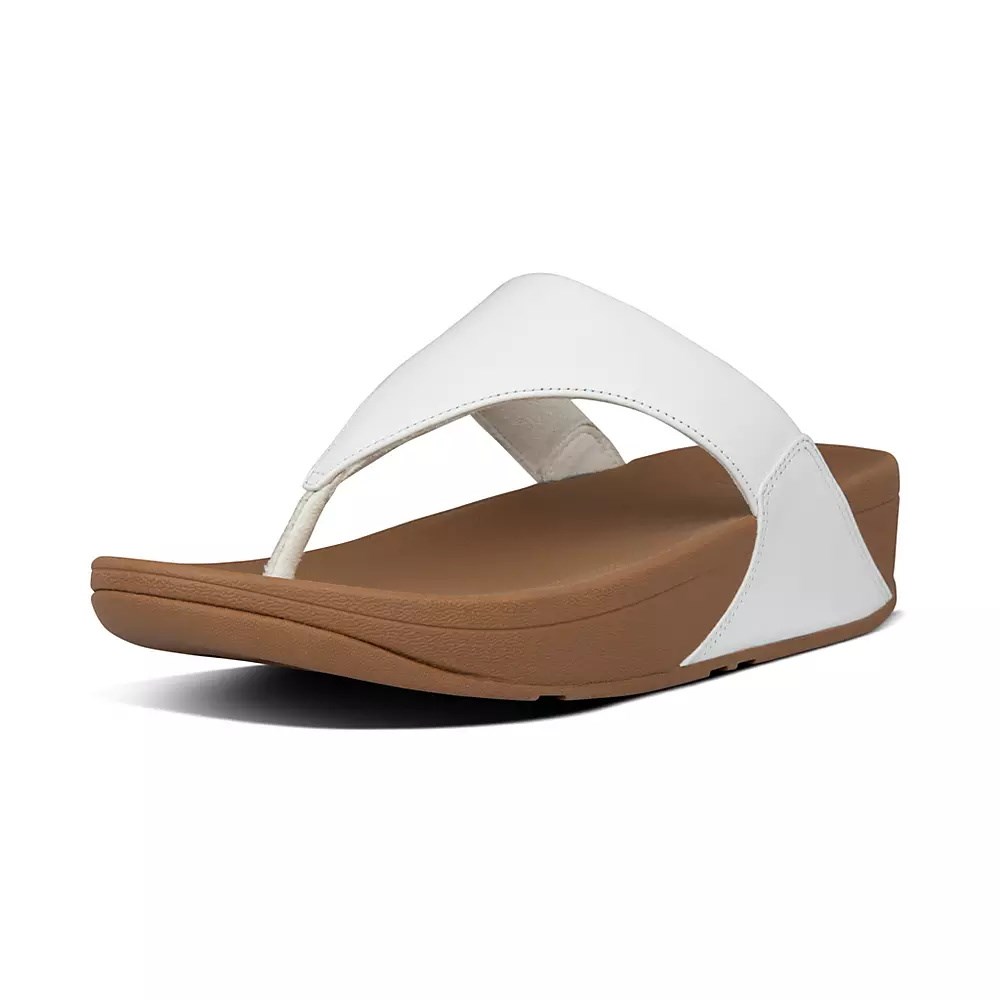 Fitflop LULU Lær Tå-Post Sandaler Dame Hvite | 793458-L