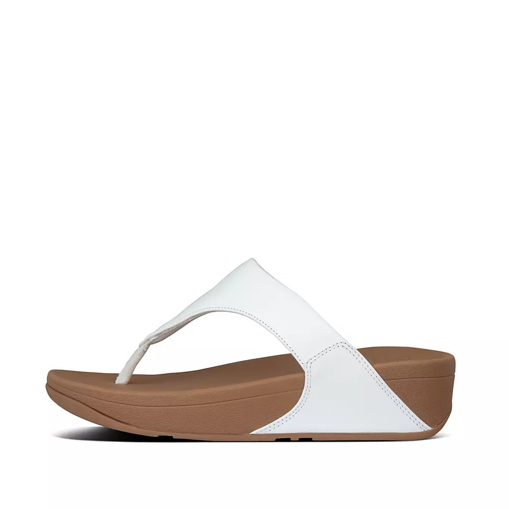 Fitflop LULU Lær Tå-Post Sandaler Dame Hvite | 793458-L