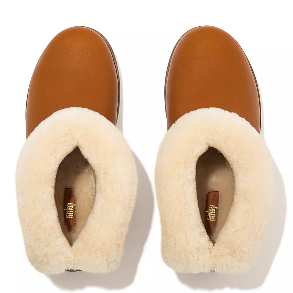 Fitflop MUKLUK SHORTY Vanntette Shearling-Forede Ankelstøvletter Dame Lyse Brune | 652187-B