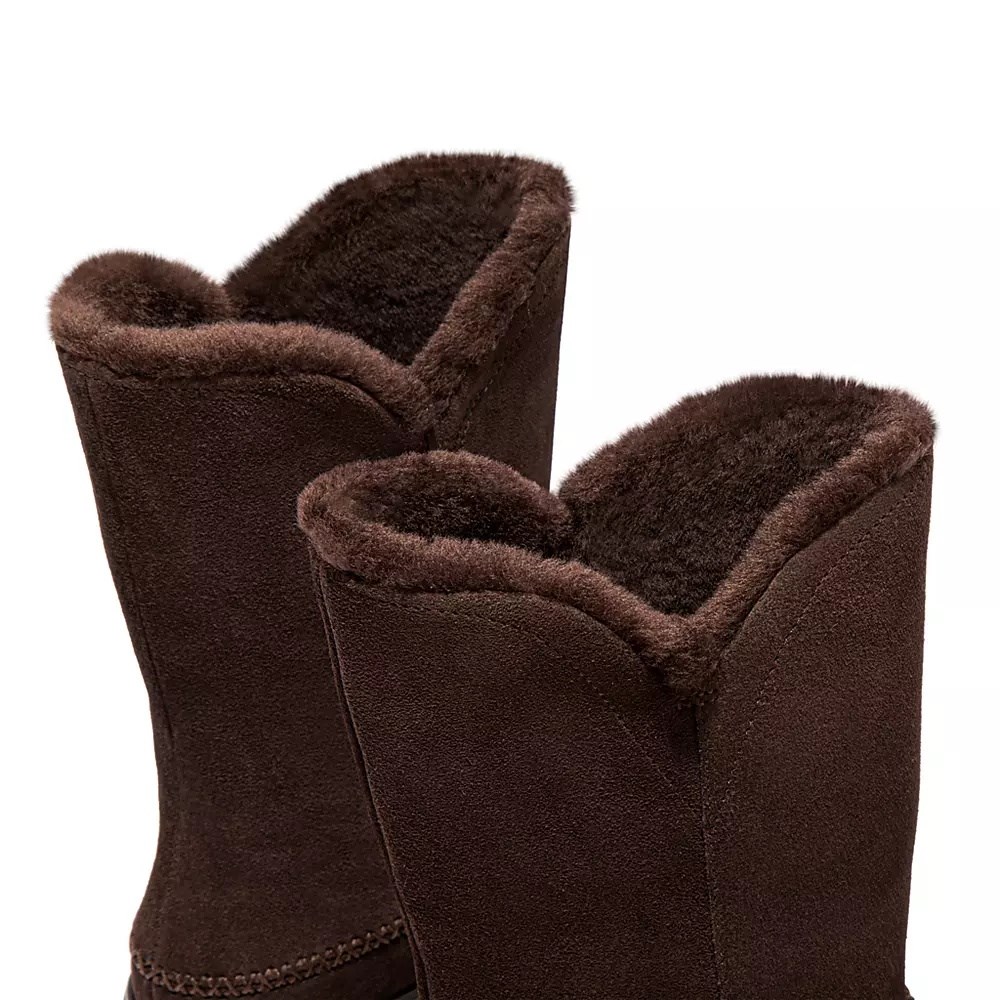 Fitflop MUKLUK Shearling-Forede Semsket Skinn Lærstøvler Dame Sjokolade | 701348-X