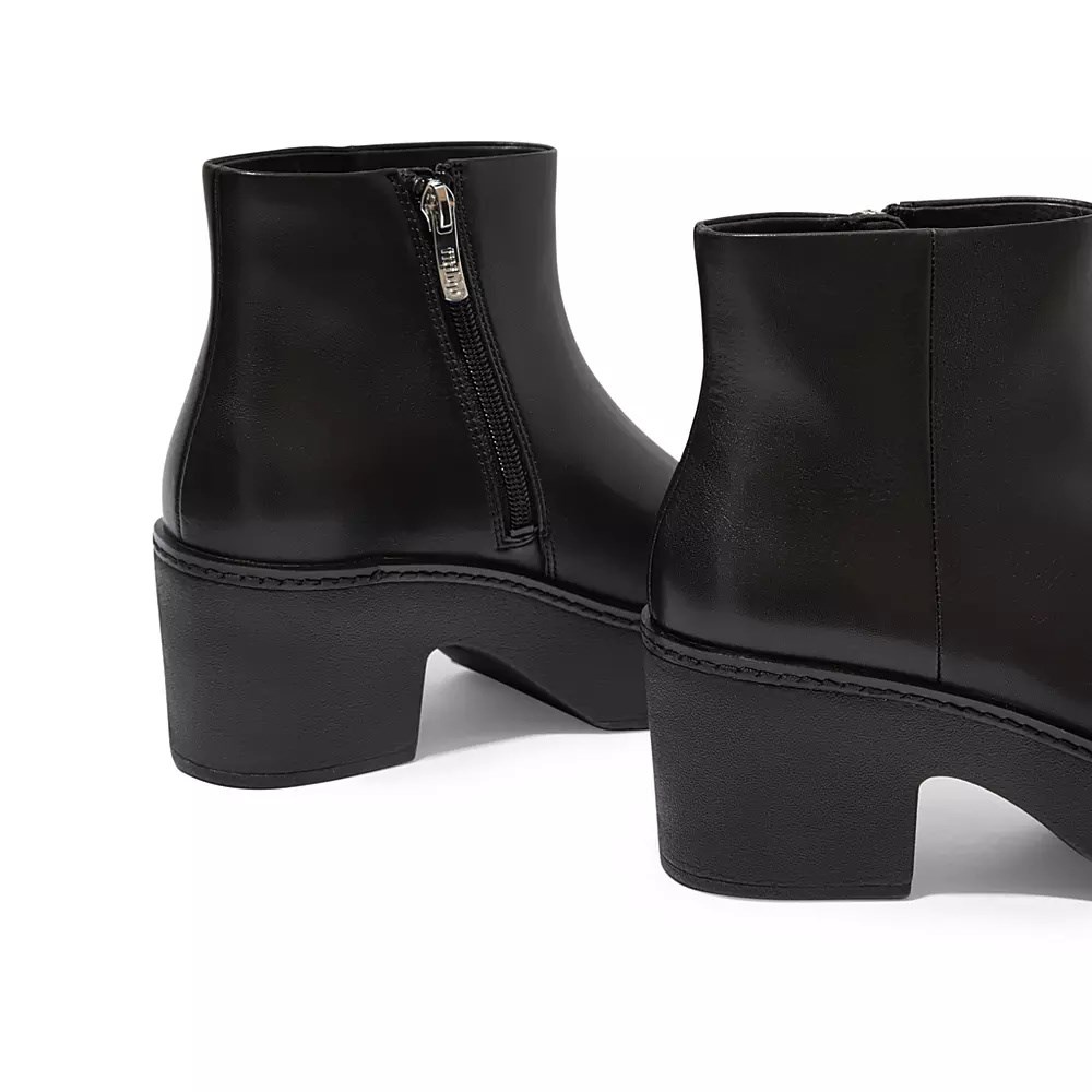 Fitflop PILAR Lær Platform Støvler Dame Svarte | 163782-I