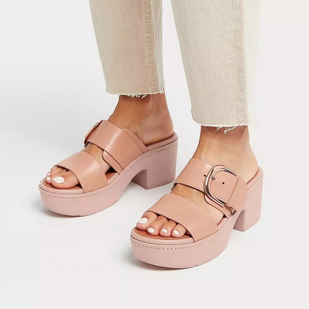 Fitflop PILAR Lær Platå Badesandaler Dame Beige | 051746-A