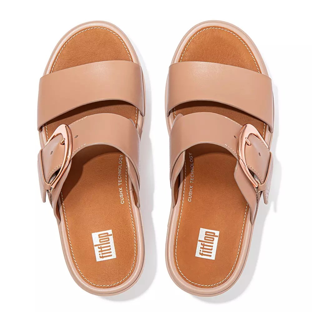 Fitflop PILAR Lær Platå Badesandaler Dame Beige | 051746-A