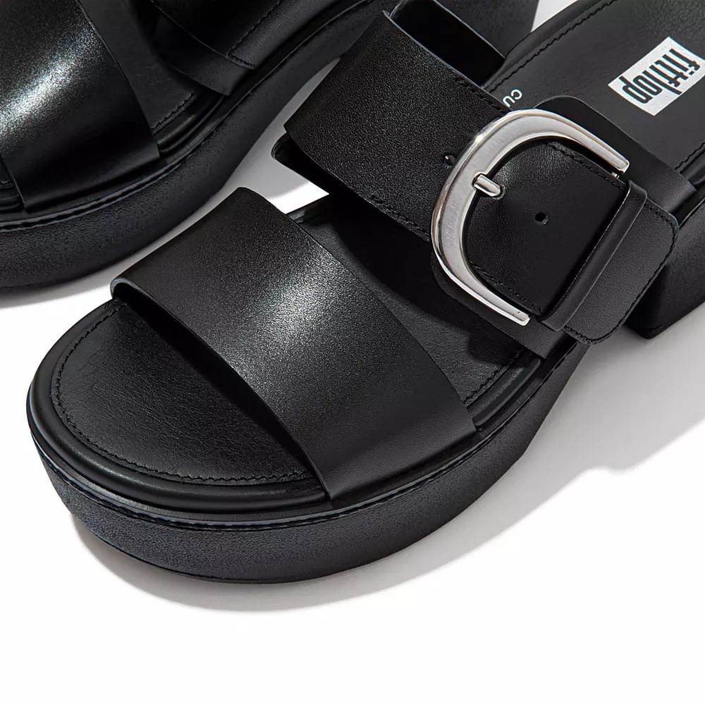 Fitflop PILAR Lær Platå Badesandaler Dame Svarte | 157823-Z