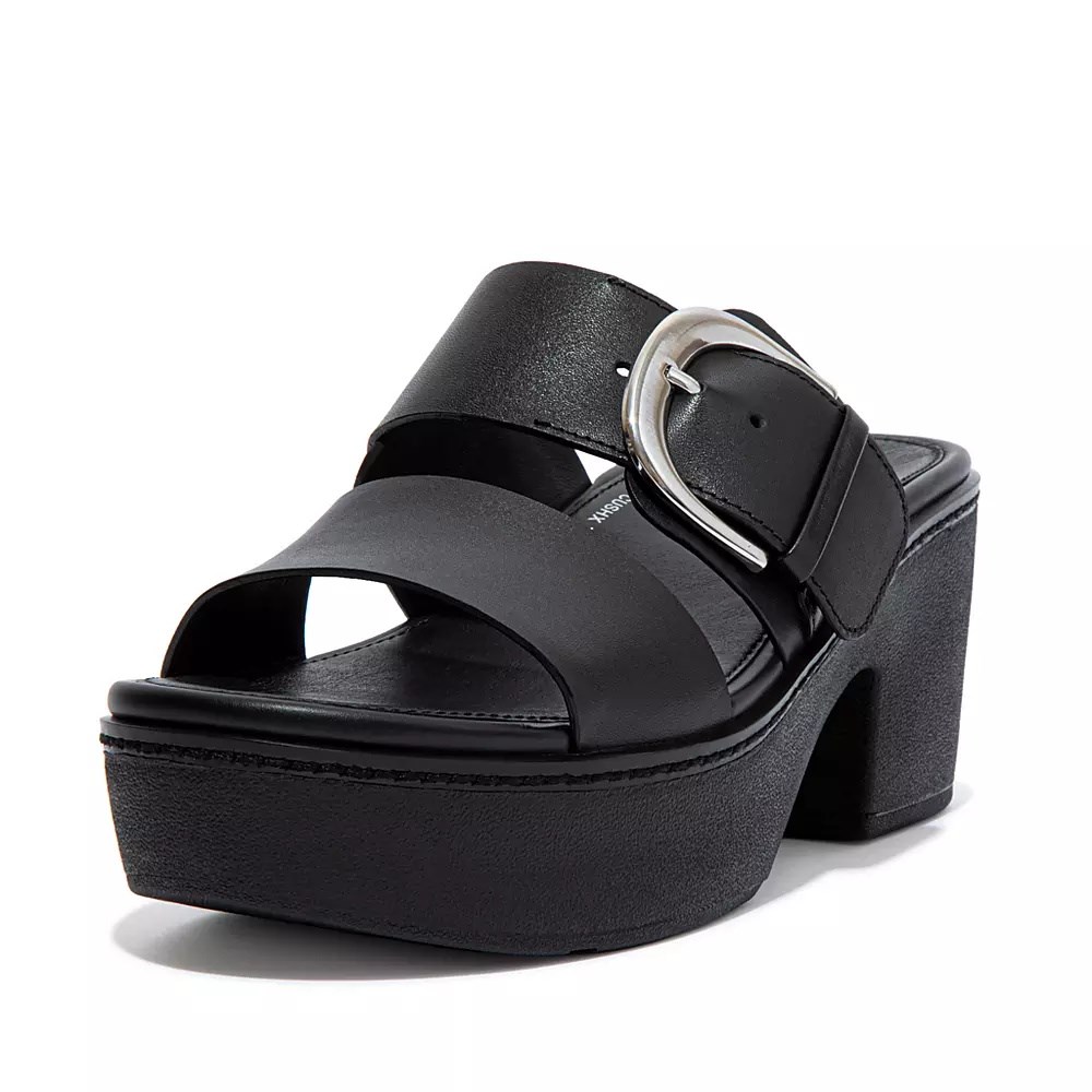 Fitflop PILAR Lær Platå Badesandaler Dame Svarte | 157823-Z