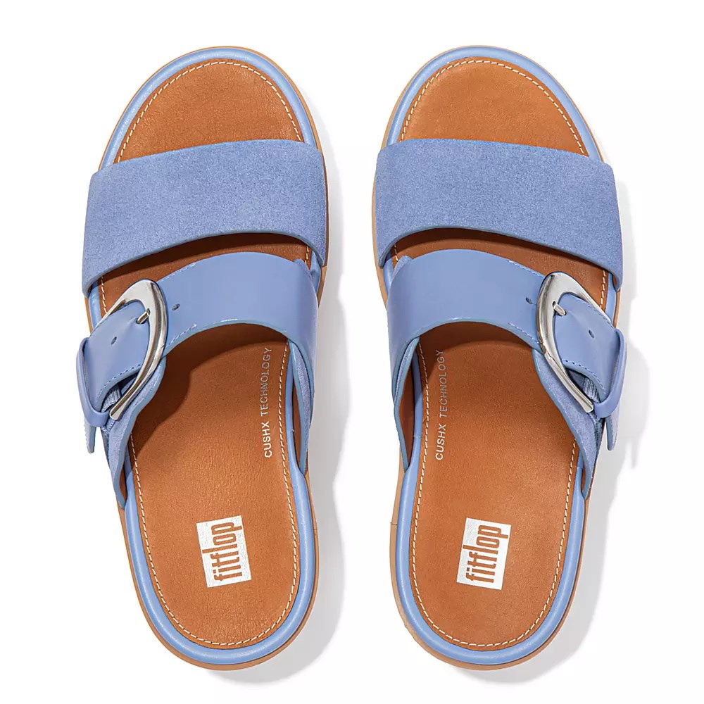 Fitflop PILAR Semsket Skinn-Mix Platå Badesandaler Dame Lavendel | 962071-I