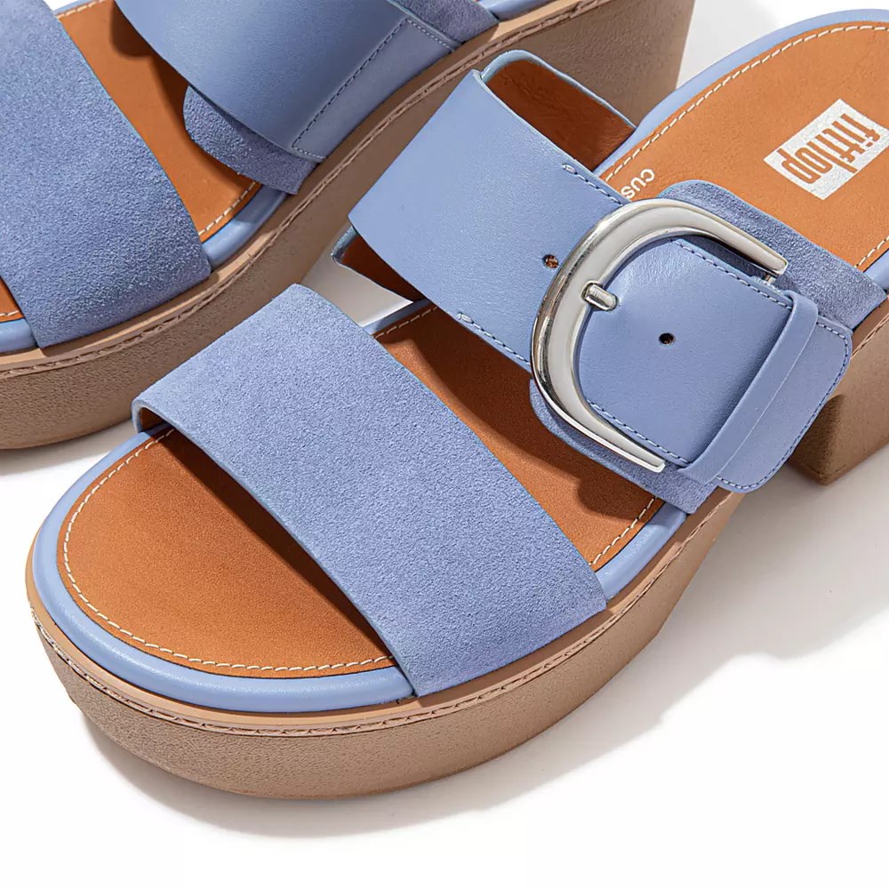 Fitflop PILAR Semsket Skinn-Mix Platå Badesandaler Dame Lavendel | 962071-I