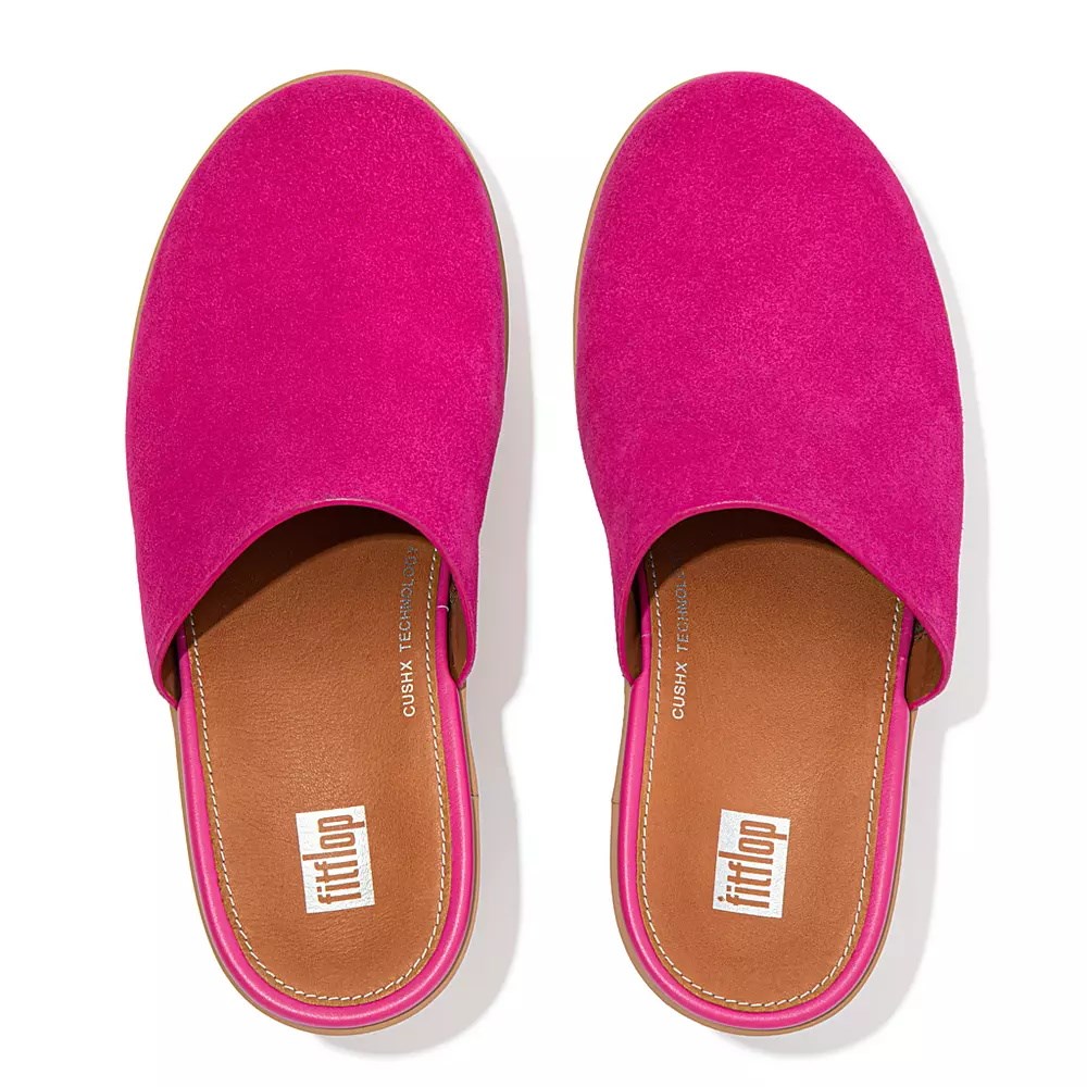 Fitflop PILAR Semsket Skinn Platforms Mules Sko Dame Rosa | 134729-A