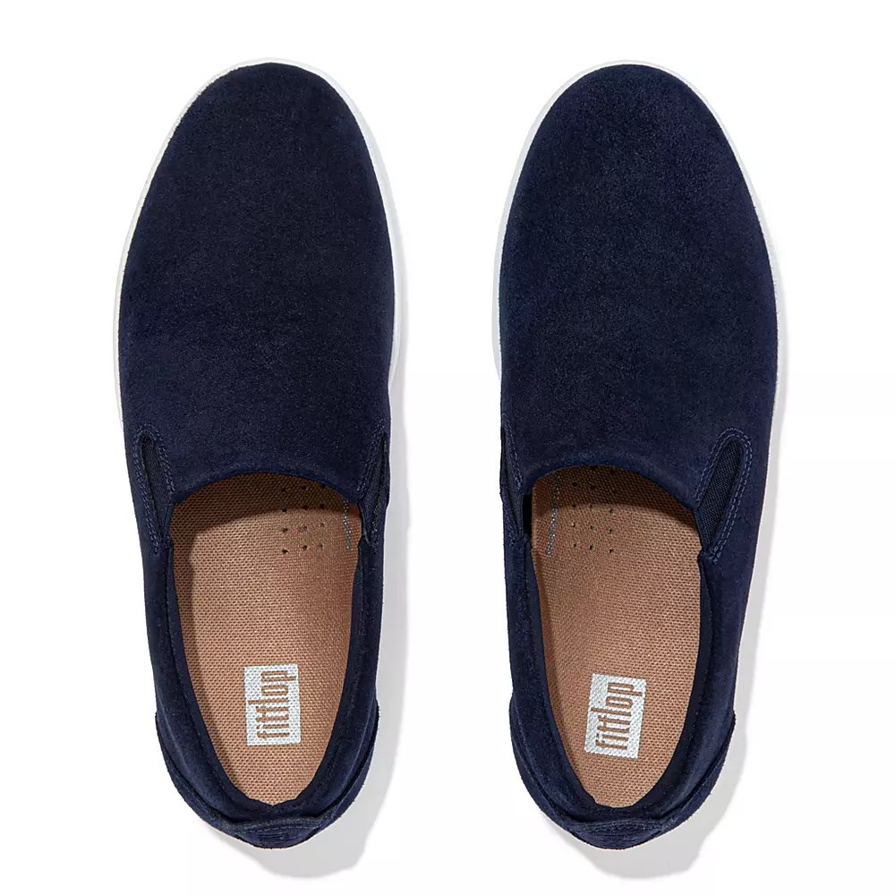 Fitflop RALLY Semsket Skinn Slip On Joggesko Dame Marineblå | 129370-K