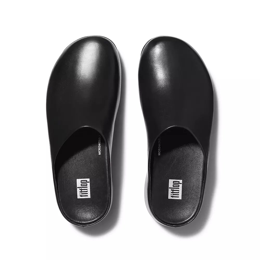 Fitflop SHUV Lær Tresko Dame Svarte | 501827-Q